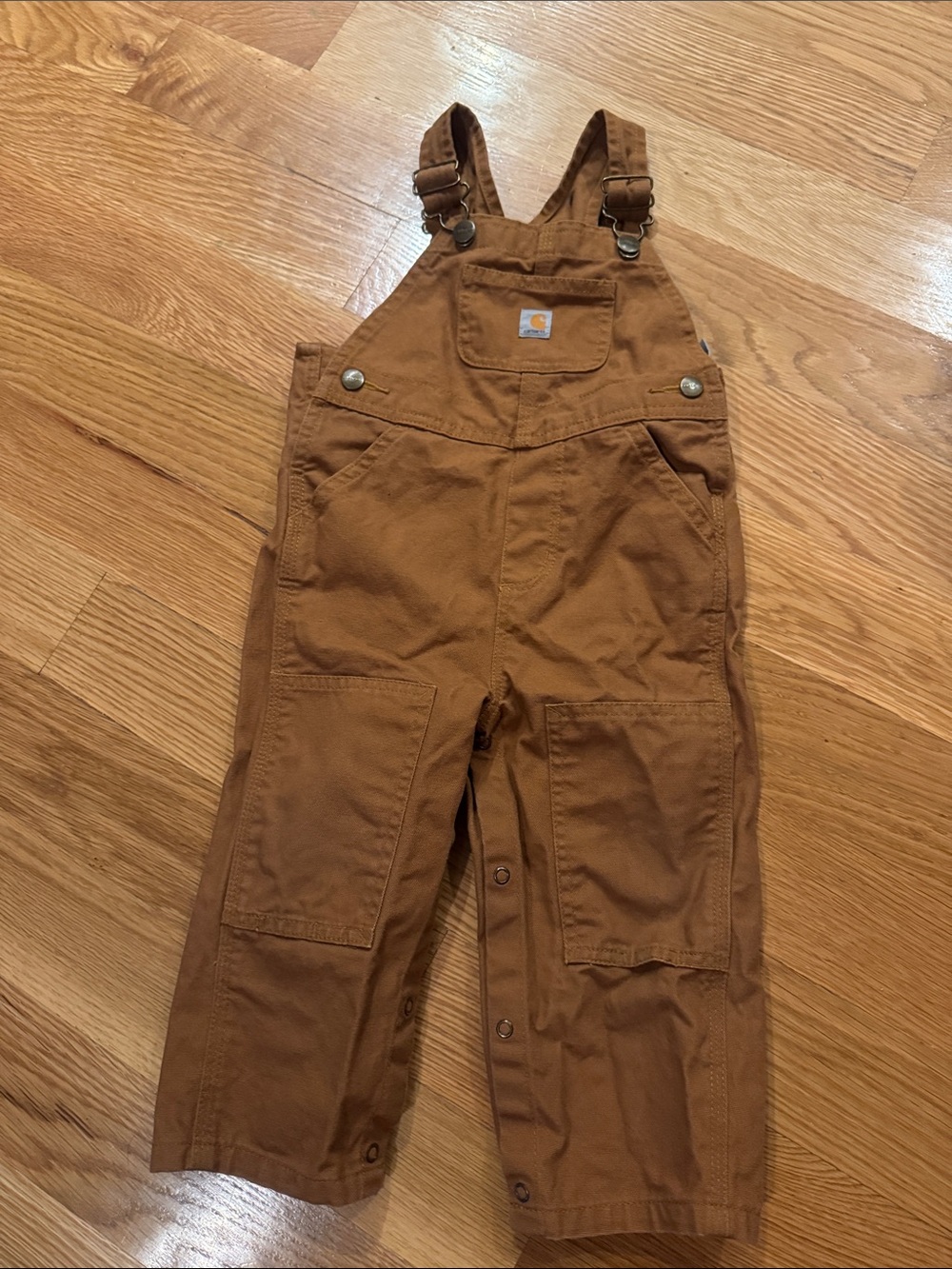 Carhartt Kids Brown Duck Overalls with Reinforced Knees
